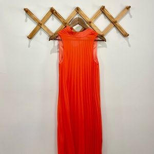 Orange sleeveless maxi dress